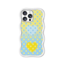 Funda para móvil YoungKit Sweetheart Wavy Silicona Crema Azul Blanco para iPhone 16 Pro