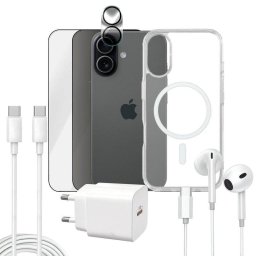 Funda para móvil Apokin Magnética Transparente con accesorios completos para iPhone 16