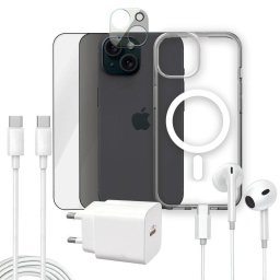 Funda para móvil Apokin Magnética Transparente con accesorios para iPhone 15
