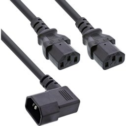 Cable de alimentación Y InLine 16633A con conector inclinado doble IEC-C13
