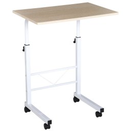 Homcom Mesa de Altura Elevable Ajustable con Ruedas 60x40x68cm Blanca/Madera