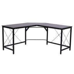 HomCom Escritorio en Forma de L con Marco de Acero 150x150x76 cm Negro
