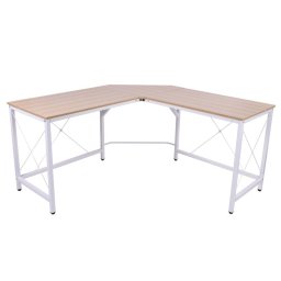 HomCom Escritorio en Forma de L con Marco de Acero 150x150x76 cm Roble