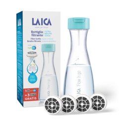 Laica Flow'n go Botella de Agua Filtrante + 4 Filtros de Carbono Fast Disk