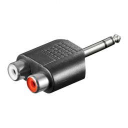 Goobay Adaptador Audio Estéreo 2xRCA a Jack 6.35mm Negro