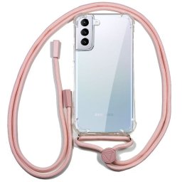 Cool Funda Transparente con Cordón Rosa para Samsung Galaxy S21