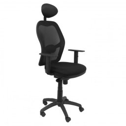 Piqueras y Crespo Jorquera Silla Malla Negra Asiento Bali Negro con Cabecero Fijo