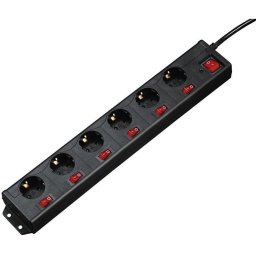 Hama Regleta 6 Tomas Schuko con Protección 1.4m Negra