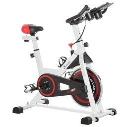 HomCom Bicicleta Estática Blanco/Rojo