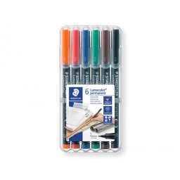 Rotulador staedtler lumocolor retroproyeccion punta de fibra permanente 317 wp estuche 6 colores punta media