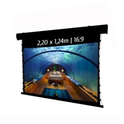 Kimex Pantalla de Proyección Motorizada Tensionada 2.20x1.24m Formato 16:9 con Wi-Fi Negra