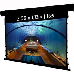 Kimex Pantalla de Proyección Motorizada Tensionada 2.00x1.13m Formato 16:9 Wi-Fi Carcasa Negra