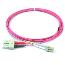 Kimex Cable de Fibra Óptica Dúplex 2mm OM4 SC/LC Magenta 2m