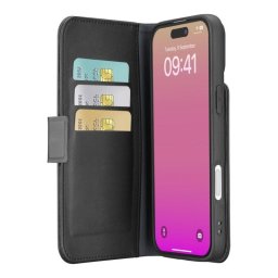 Funda para móvil Cellularline Book Agenda Folio Piel Negra con cierre magnético para iPhone 17