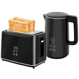Set Tostadora y Hervidor Welltin 2200W 1.5L 7 Niveles de Tostado Negro