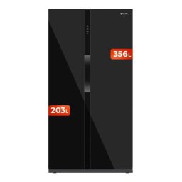 Frigorífico Americano Evvo Home EVVO F90B Glass Total No Frost 177cm 550L D Negro Cristal