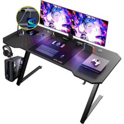 Mesa Gaming GTPLAYER 120x60 cm Superficie Fibra de Carbono Enchufe USB