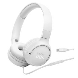 Auriculares JBL con cable USB-C, micrófono y alta resolución Hi-Res en blanco