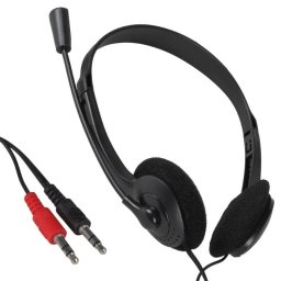 Auriculares IGGUAL Easy Call con cable Jack 3,5 mm para oficina y call center, control en cable, negro