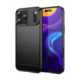 Funda para móvil Max Power Digital Fibra de Carbono Antigolpes Silicona Negra para iPhone 17 Pro Max