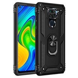 Funda para móvil Max Power Digital Magnética Anillo 360 Silicona Policarbonato Negra para Xiaomi Redmi Note 9