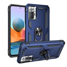 Funda para móvil Max Power Digital Anillo Giratorio Silicona Policarbonato Azul Antideslizante para Xiaomi Redmi Note 10 Pro