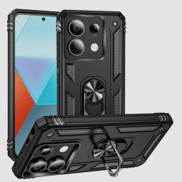 Funda para móvil Max Power Digital Anillo Giratorio Silicona y Policarbonato Negra Antideslizante para Xiaomi Redmi Note 13 Pro 5G