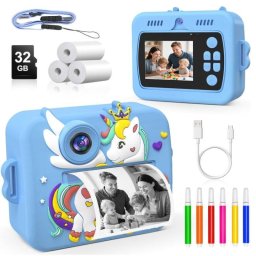 Cámara Instantánea Rolipo X7D Flash Automático Impresión Rápida SD 32GB Azul