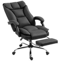 Silla de oficina ergonómica Rolipo reclinable con reposapiés giratoria 360° negra