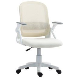 Silla de oficina ergonómica Rolipo con reposabrazos plegables y altura regulable blanca