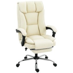 Silla de oficina ergonómica Rolipo reclinable con reposapiés beige 360°