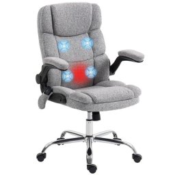 Silla de oficina ergonómica Rolipo con masaje y calefacción, altura ajustable y función de balanceo gris
