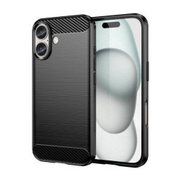 Funda para móvil Max Power Digital Fibra de Carbono Antigolpes Silicona Negra para iPhone 16