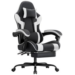 Silla gaming Rolipo W3298P445235 blanca y negra soporte lumbar 200 kg