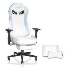 Rolipo Silla Gaming Ergonómica Blanca con Reposapiés y Soporte Lumbar Ajustable