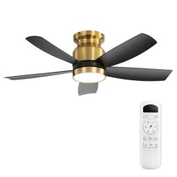 Ventilador de Techo con Luz Welltin EU-KBS-42K030-BG-DC-ABS-BK Motor DC 42" 6 Velocidades Mando a Distancia Silencioso Función Invierno