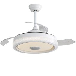 Ventilador de Techo con Luz Welltin EU-KBS-Y42202 32W 107cm 6 Velocidades Motor DC Aspas Retráctiles Mando Altavoz Bluetooth RGB