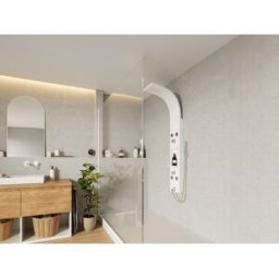 Unique Columna de ducha hidromasaje con estante - Blanco mate - 20 x 140 cm - ROANA