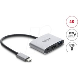 DELOCK 64368 - Adaptador USB Type-C™ a HDMI 4K 60 Hz con USB Tipo-A y USB Type-