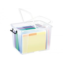 Contenedor plastico cep 40 litros 397x498x329 mm transparente con tapa y cierre hermetico