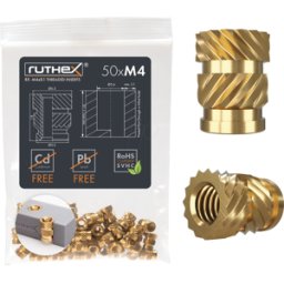 RUTHEX RX-M4X8,1 - Impresión 3D, inserciones de rosca, M4x8.1, 50 piezas