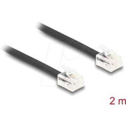 DELOCK 90618 - Cable telefónico de RJ11 macho a RJ11 macho negro 2 m