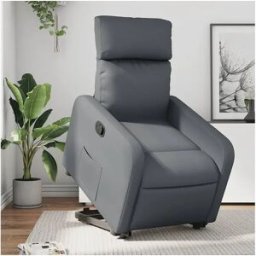 Clicnbuy Sillón reclinable elevable cuero artificial gris