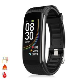 Pulsera de actividad Dam Electronics T118 Bluetooth Pantalla color IP67 carga USB Monitor salud negra