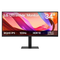 Monitor LG 34" UltraWide Quad HD 100Hz IPS Curvo 5ms HDR Altura USB-C Altavoces