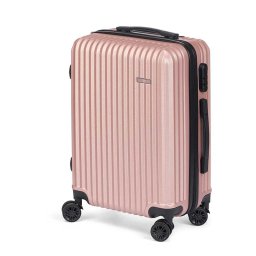 Dam Maleta Trolley De Cabina En Abs, Ligera Y Resistente. Diseño Listón. 23x38x57 Cm. Color: Rosa