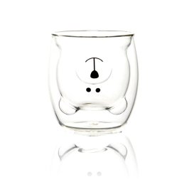 Vaso De Doble Pared De Cristal. Capacidad: 250 Ml. Diseño De Oso.
