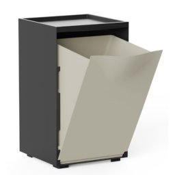 Cubo Apilable De Reciclaje De Plástico Con Apertura Frontal - Color Beige - Medidas: 46x28x27 Cm