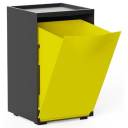 Cubo Apilable De Reciclaje De Plástico Con Apertura Frontal - Color Amarillo - Medidas: 46x28x27 Cm