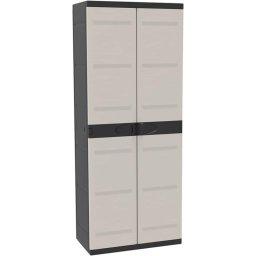 Armario Escobero Titanium – Mueble Auxiliar Con 2 Puertas Y Estantes Regulables , 70 X 44 X 176 Cm